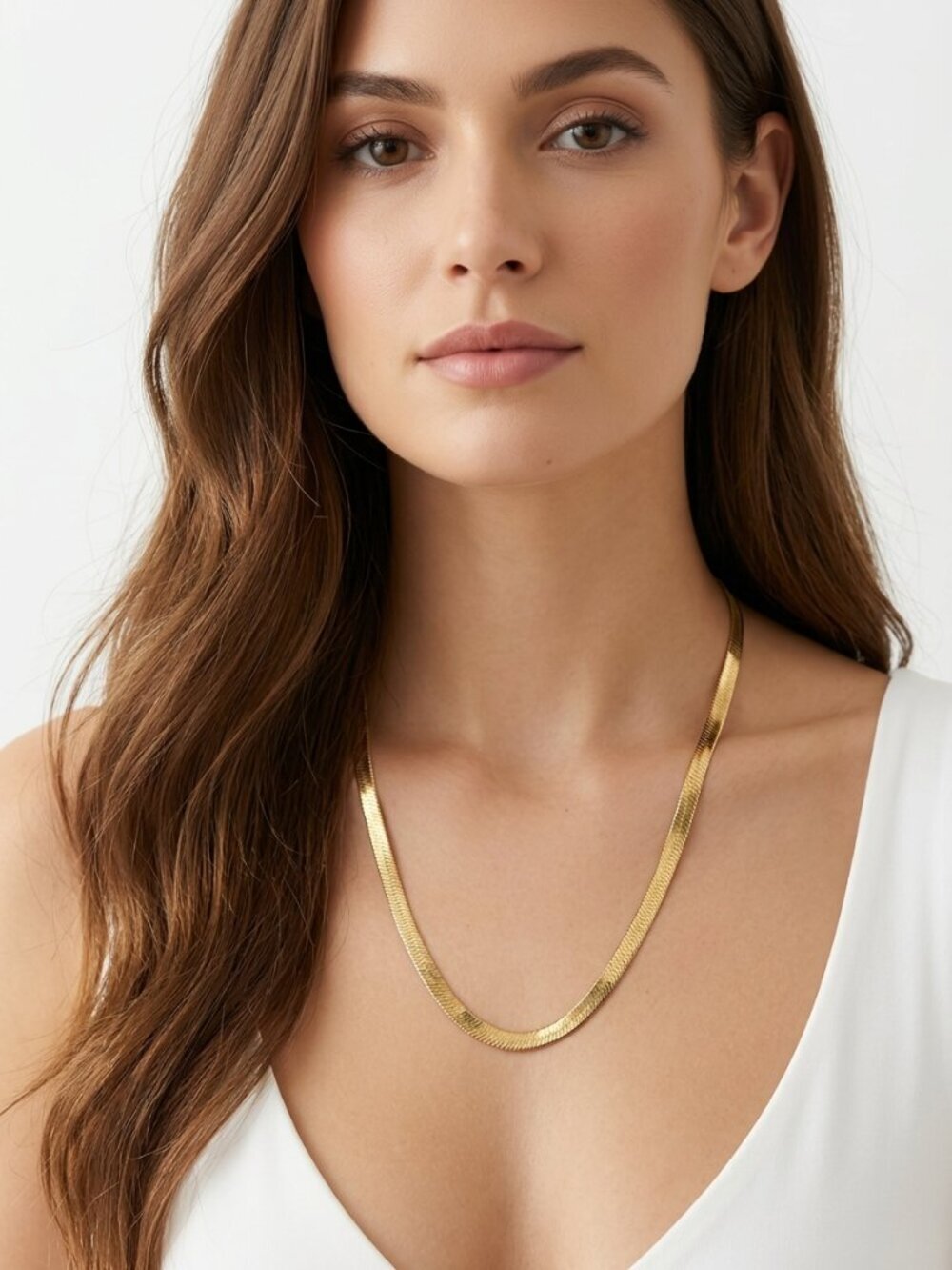 Premier Designs Vintage Gold Tone Herringbone Chain Necklace - 16" BB